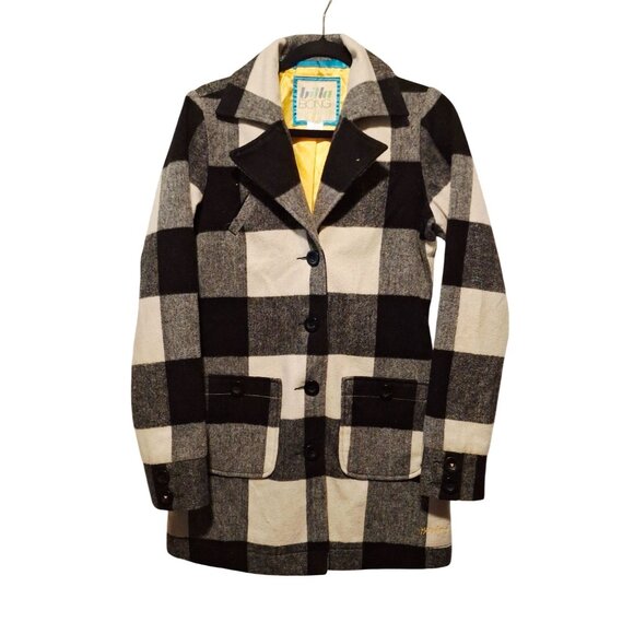Vintage Billabong Plaid Wool Blend Coat Jacket Oversized Checkered Outerwear M - Picture 1 of 8